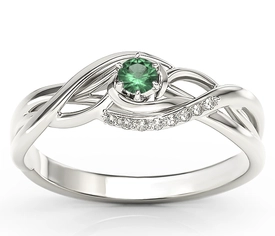 Pierścionek z białego złota ze szmaragdem i cyrkoniami BP-71B-SZM/C