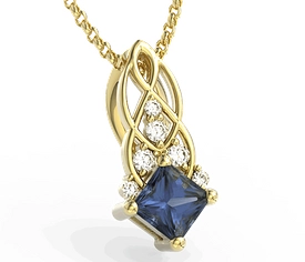 Wisiorek z żółtego złota z szafirem i brylantami BPW-86Z