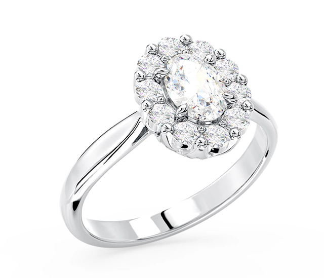 Pierścionek zaręczynowy z białym topazem Swarovski i cyrkoniami BP-57B-C