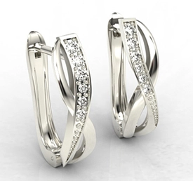 Kolczyki z białego złota z diamentami LPK-67B