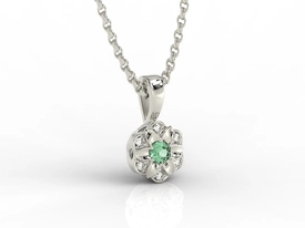 Wisiorek z białego złota z szmaragdem i brylantami JPW-87B