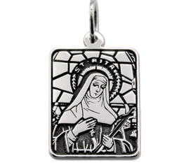 Medalik prostokątny srebrny z wizerunkiem św. Rity MED-RITA-02