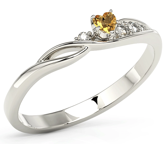 Pierścionek z białego złota z topazem Swarovski Honey i cyrkoniami BP-81B-TOP-HON/C