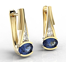 Kolczyki ze złota z szafirami i diamentami JPK-2705Z-R
