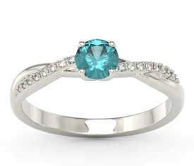 Pierścionek z białego złota z zirconem i brylantami BP-66B