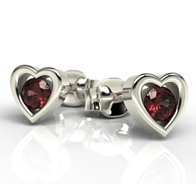 Kolczyki z białego złota z granatami LPK-52B