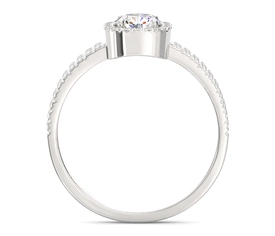 Pierścionek z białego złota z białym topazem Swarovski i diamentami BP-52B