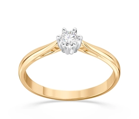 Pierścionek zaręczynowy z żółtego i białego złota z brylantem AP-6612ZB, F/VS