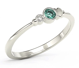 Pierścionek z białego złota z cyrkoniami Swarovski miętową i białą BP-6811B-C