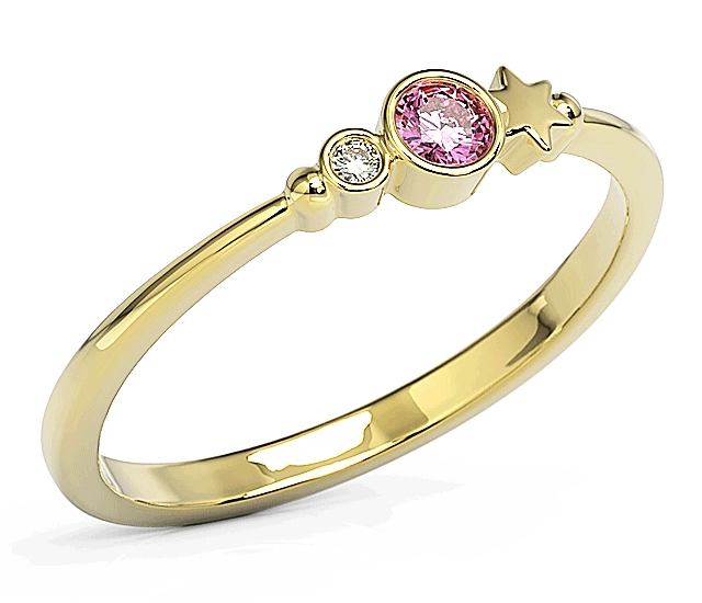 Pierścionek z żółtego złota z cyrkoniami Swarovski Róż BP-6711Z-C/PINK