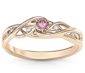 Pierścionek z różowego złota z rubinem i brylantami BP-75P