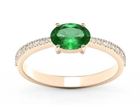 Pierścionek z różowego złota ze szmaragdem i cyrkoniami BP-58P-C