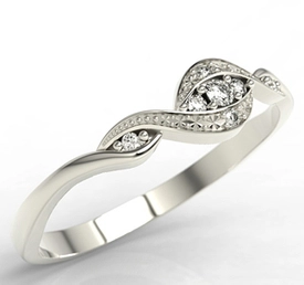 Pierścionek z białego złota z diamentami LP-75B