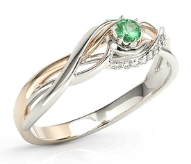 Pierścionek z białego i różowego złota ze szmaragdem i brylantami BP-71BP