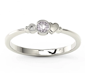 Pierścionek z białego złota z cyrkoniami lavendową i białą Swarovski BP-6811B-C