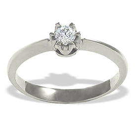 Pierścionek zaręczynowy z białego złota z diamentem 0,12 ct wzór AP-1012B