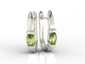 Kolczyki z białego złota z oliwinami APK-67B