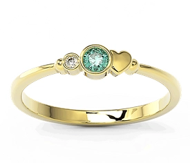Pierścionek z żółtego złota z cyrkoniami Swarovski miętową i białą BP-6811Z-C