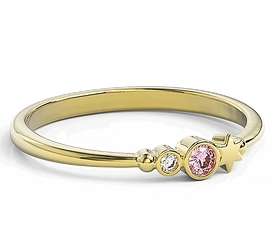 Pierścionek z żółtego złota z cyrkoniami Swarovski Różowy BP-6707Z-C/PINK