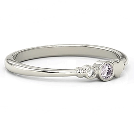 Pierścionek z białego złota z cyrkoniami lavendową i białą Swarovski BP-6807B-C