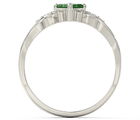 Pierścionek z białego złota z zielonym topazem Swarovski i diamentami BP-86B