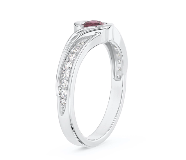 Pierścionek z białego złota z rubinem i brylantami 0,14 ct wzór BP-2839B