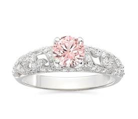 Pierścionek zaręczynowy z białego złota z morganitem i cyrkoniami BP-50B-C