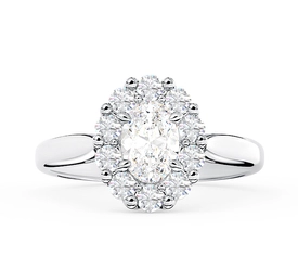 Pierścionek zaręczynowy z białym topazem Swarovski i cyrkoniami BP-57B-C