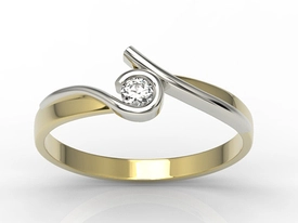 Pierścionek z żółtego i białego złota z brylantem 0,12 ct  model AP-3212ZB