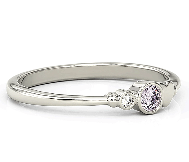 Pierścionek z białego złota z cyrkoniami lavendową i białą Swarovski BP-6811B-C