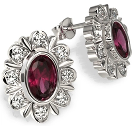 Kolczyki z białego złota z rubinami i diamentami LPK-57B
