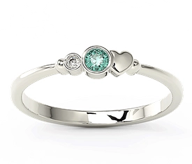Pierścionek z białego złota z cyrkoniami Swarovski mietową i białą BP-6809B-C