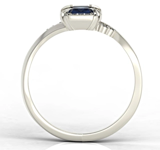 Pierścionek z białego złota z szafirem i diamentami 0,10 ct wzór LP-84B