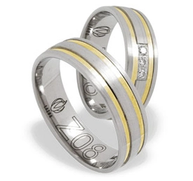 Obrączka z żółtego i białego złota palladowego ŁZ-08ZB-m
