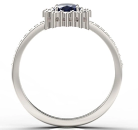 Pierścionek z białego złota z szafirem i diamentami LP-55B