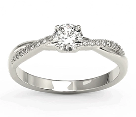 Pierścionek z białego złota z topazem Swarovski i brylantami BP-66B-TOP-WHI/D