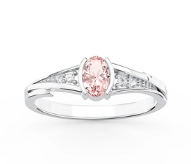 Pierścionek z białego złota z morganitem i diamentami JP-2705B