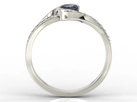 Pierścionek z białego złota z szafirem i diamentami model AP-6139B