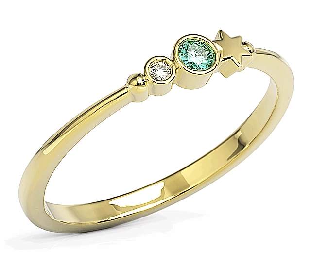 Pierścionek z żółtego złota z cyrkoniami Swarovski Mięta BP-6707Z-C/MINT