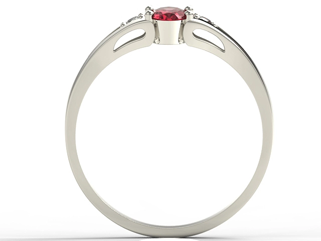 Pierścionek z białego złota JP-22B z rubinem i diamentami 0,04 ct.
