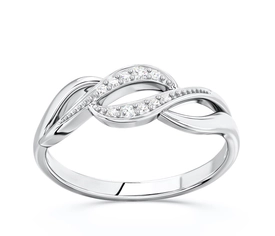 Pierścionek z białego złota z diamentami BP-17B