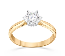 Pierścionek z brylantem certyfikowanym 0,70ct G/Si1 z żółtego i białego złota AP-6670ZB