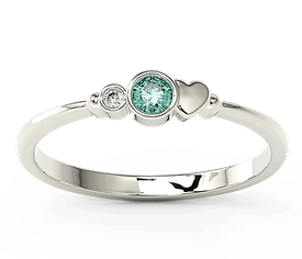 Pierścionek z białego złota z cyrkoniami Swarovski miętową i białą BP-6811B-C