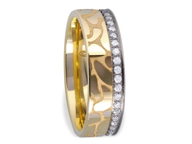 Obrączka z żółtego i białego złota palladowego ŁN-01ZBcyrkonie-k