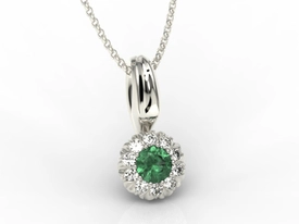 Wisiorek z białego złota APW-42B ze szmaragdem i diamentami.