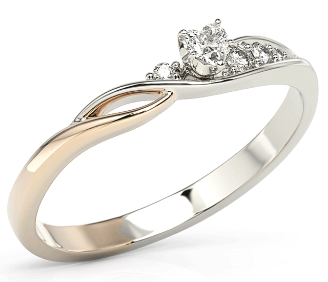 Pierścionek z białego i różowego złota z cyrkoniami Swarovski BP-81BP-C
