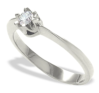 Pierścionek zaręczynowy z białego złota z diamentem 0,12 ct wzór AP-1012B