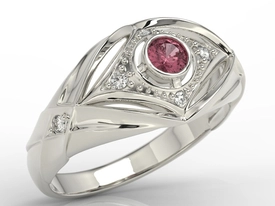 Pierścionek z białego złota z rubinem i brylantami AP-9908B