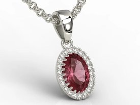 Wisiorek z białego złota z rubinem i diamentami APW-49B