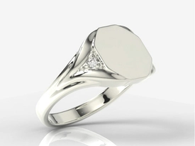 Sygnet wykonany z białego złota z diamentami SJ-18B